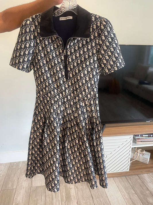 Navy blue and white collar dress
