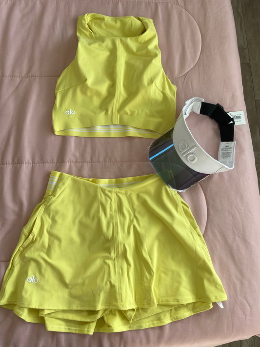 Lime 2 piece grand slam tennis top and skirt