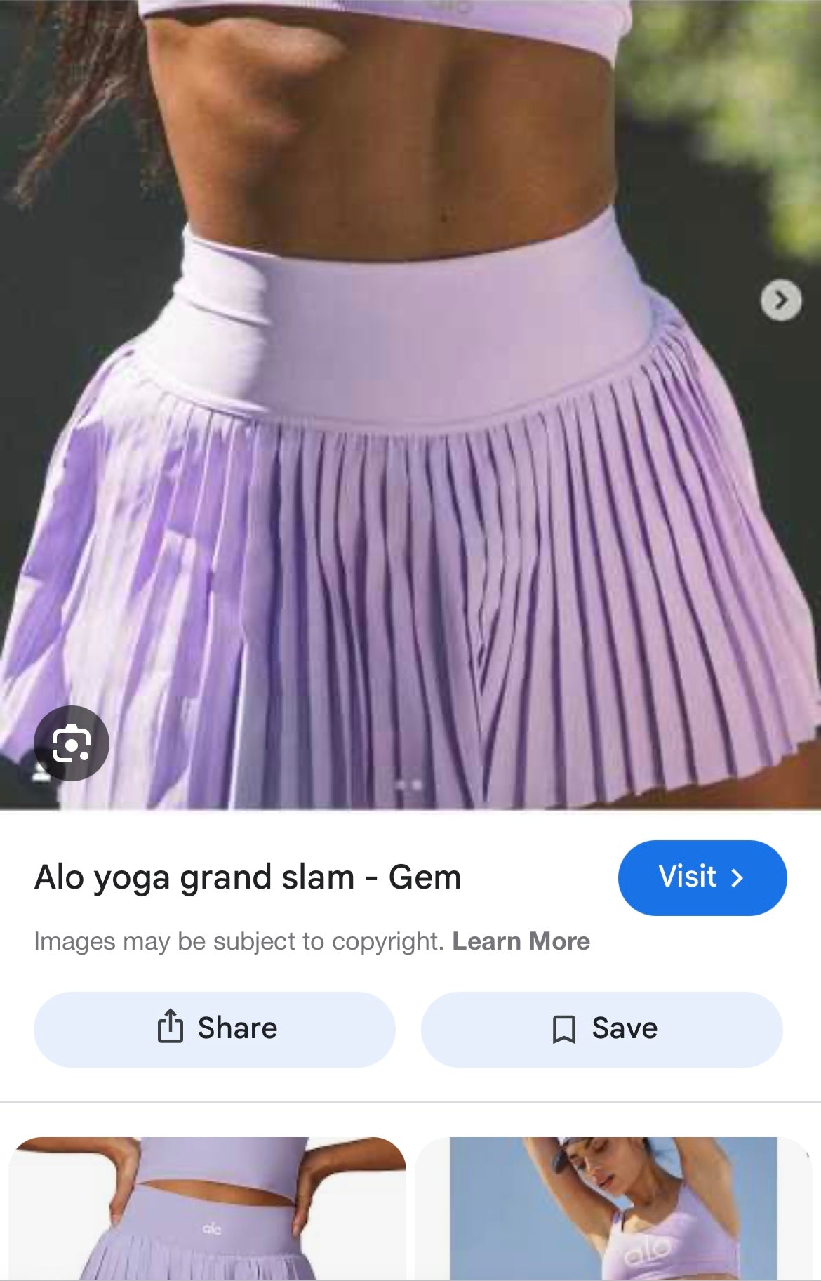 Violet grand slam tennis Alo plated skirt