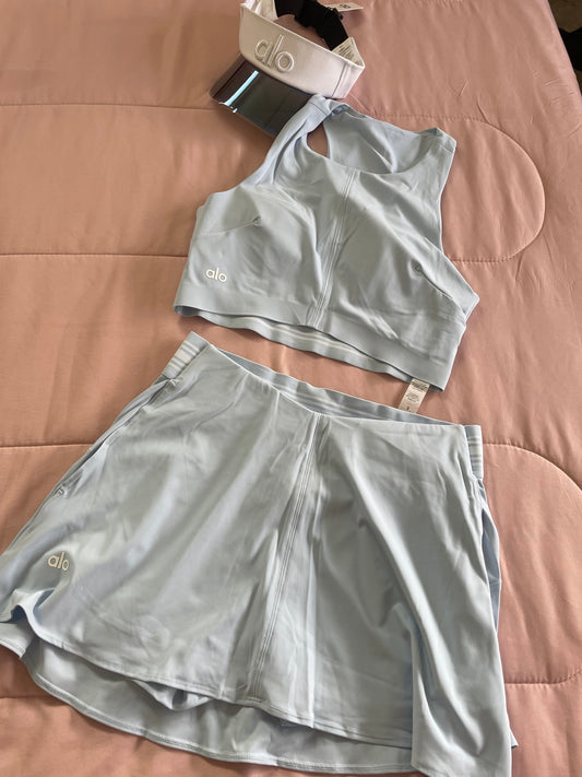 Blue grand slam tennis Alo sports top and skirt