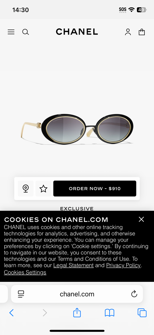 Chanel sunglasses with gold accents