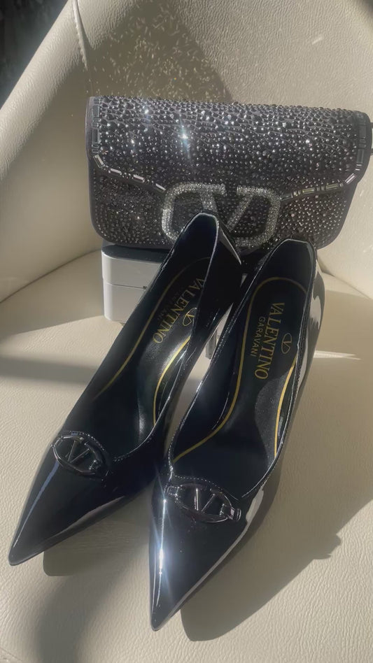 Black painted high heels for elegant night out Women Footwear Walking Shoes