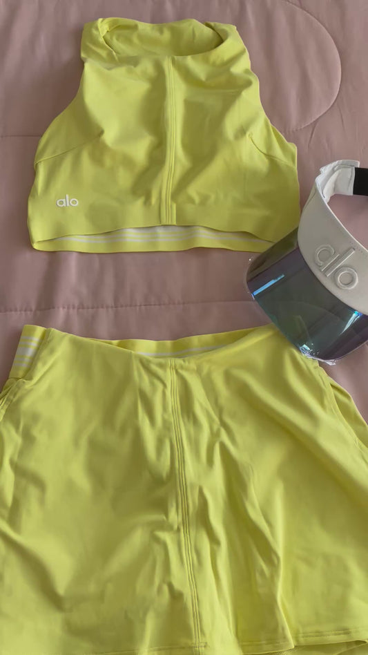 Lime 2 piece grand slam tennis top and skirt